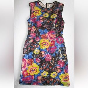 Diane Von Furstenberg Slvls Tailored Floral Seqiin Mini Dress